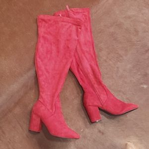 TORRID red thigh high boots 8WW.